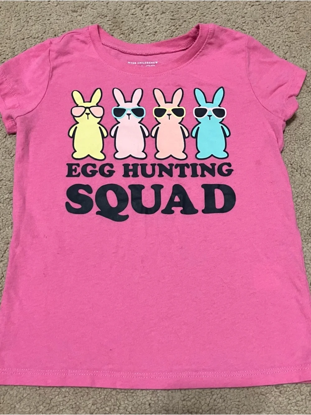Children’s Place‎ Girl’s 4T Pink Easter T-Shirt & Black Bermuda Shorts Outfit